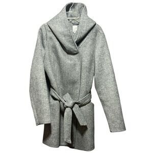 Gray hooded & Belted Coat with pockets